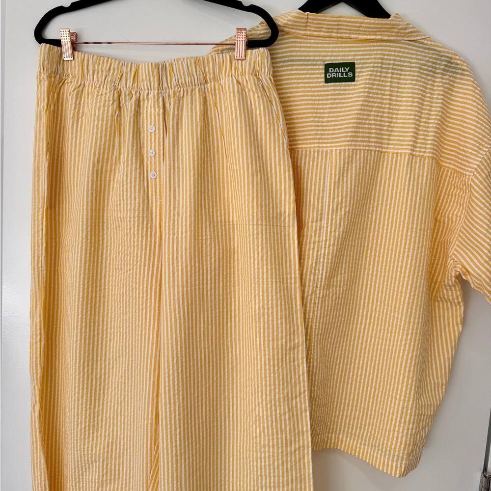 Daily Drills Yellow Striped Pajama Set - Picture 6 of 13